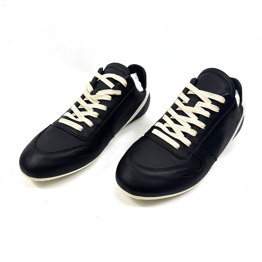 Rick Owens Minimal Sneak Leather Panel Sneakers - FashionPlug