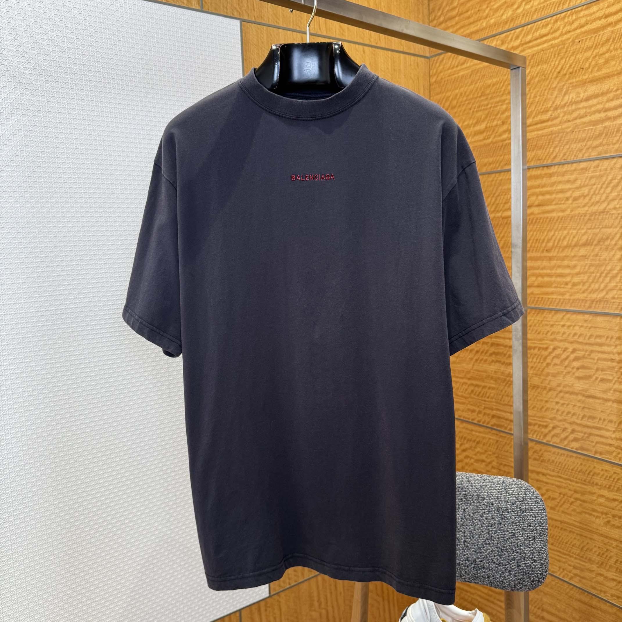 Balenciaga Back T-Shirt Medium Fit in Faded Black /Red - FashionPlug