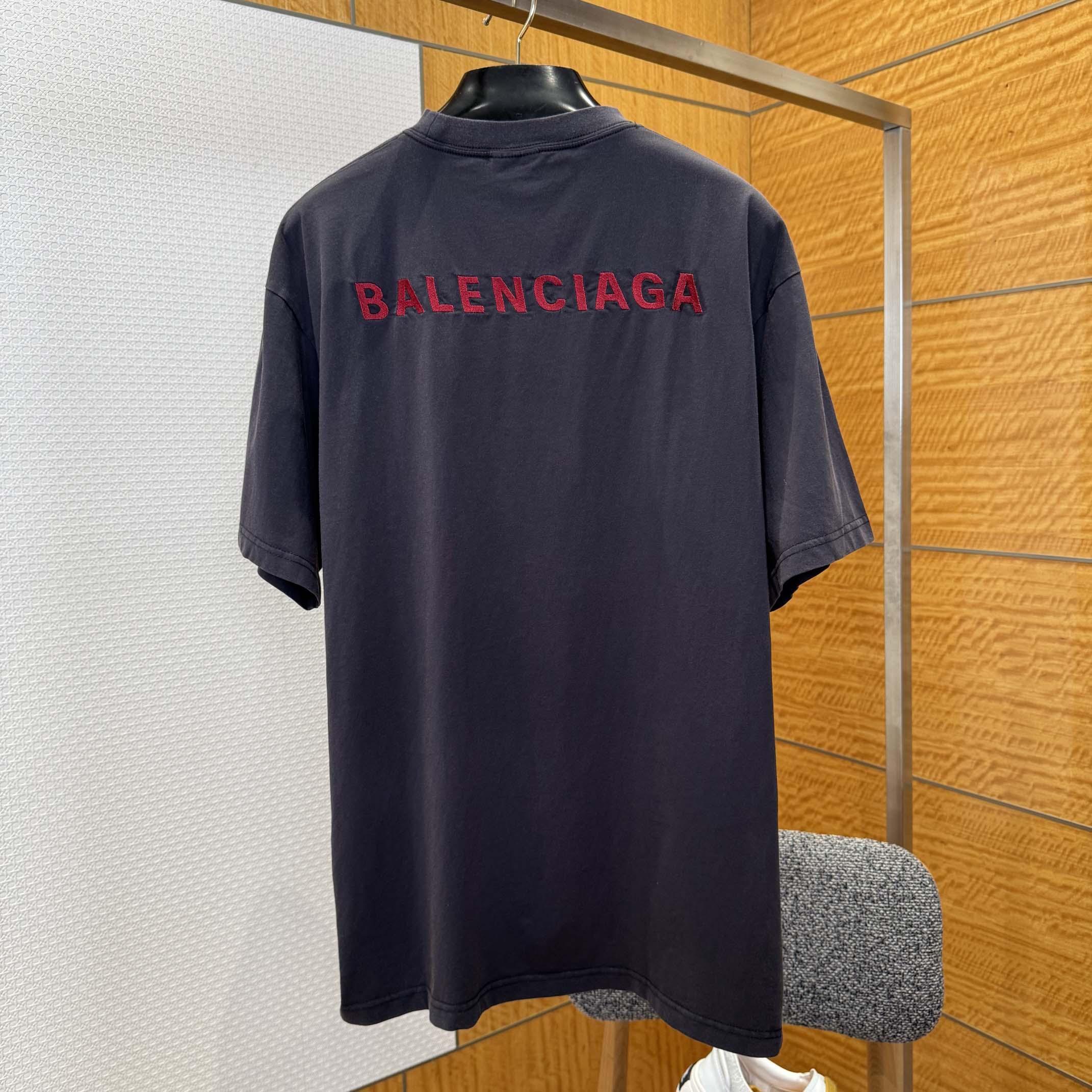 Balenciaga Back T-Shirt Medium Fit in Faded Black /Red - FashionPlug