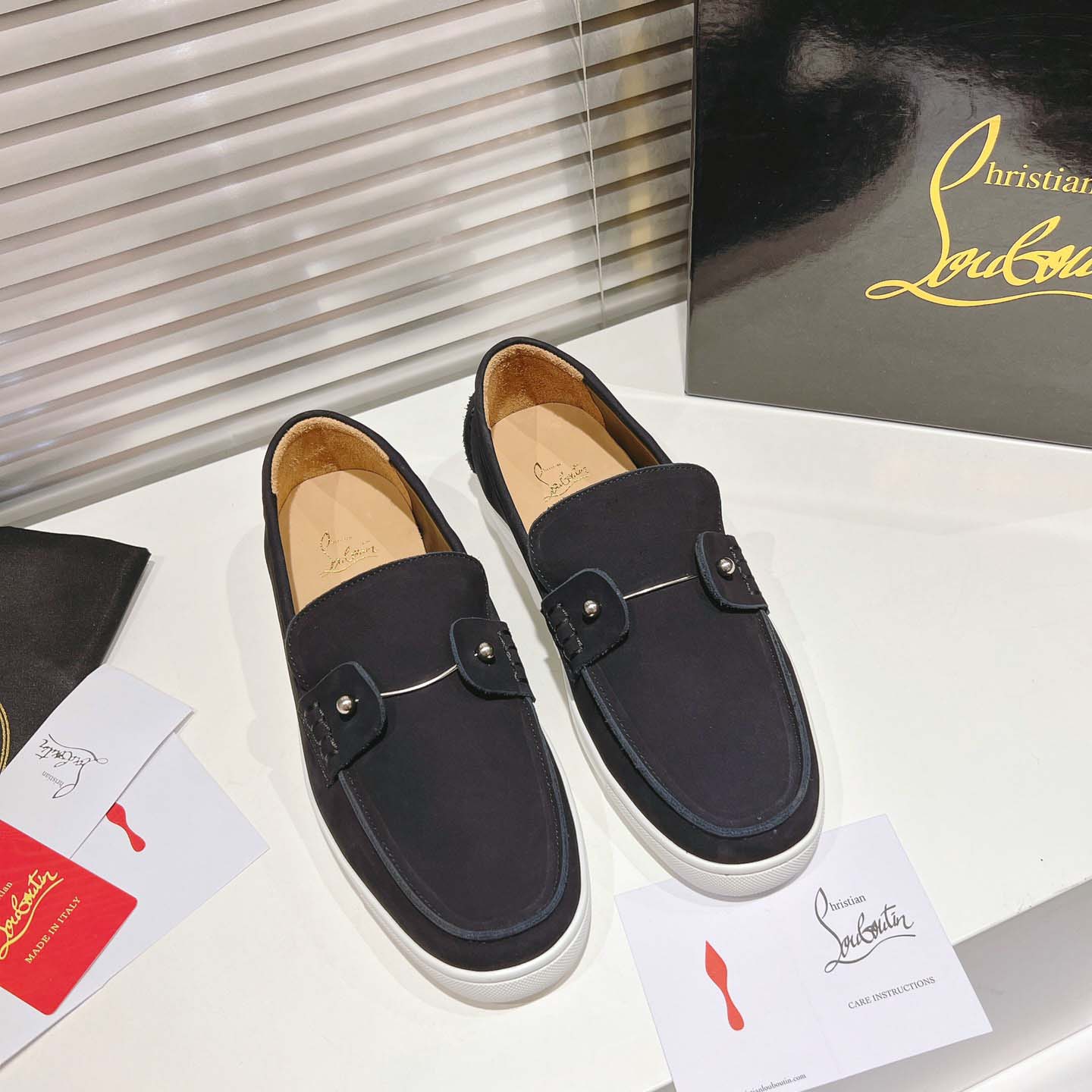 Christian Louboutin Boat Shoes - Reversed nubuck leather - FashionPlug