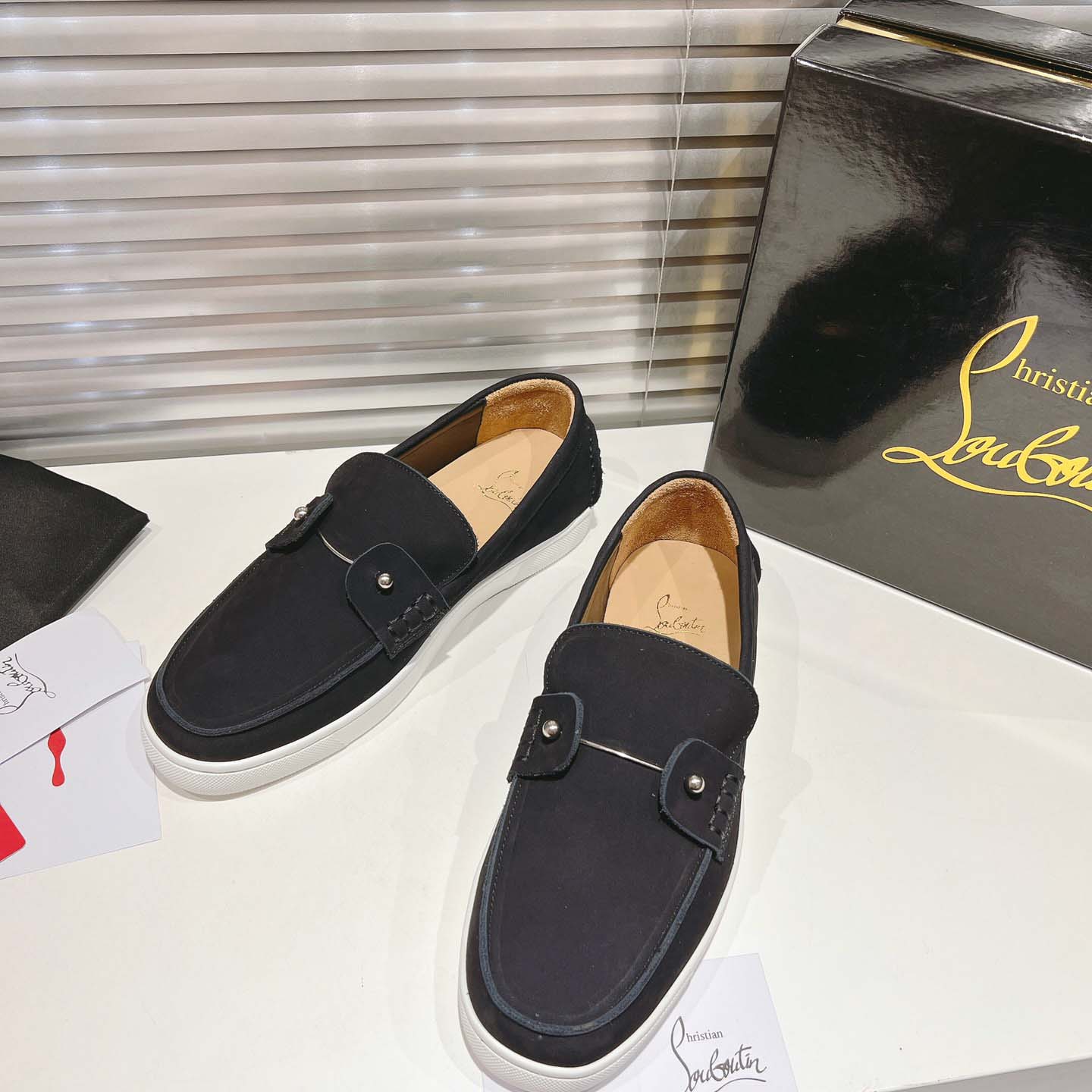 Christian Louboutin Boat Shoes - Reversed nubuck leather - FashionPlug