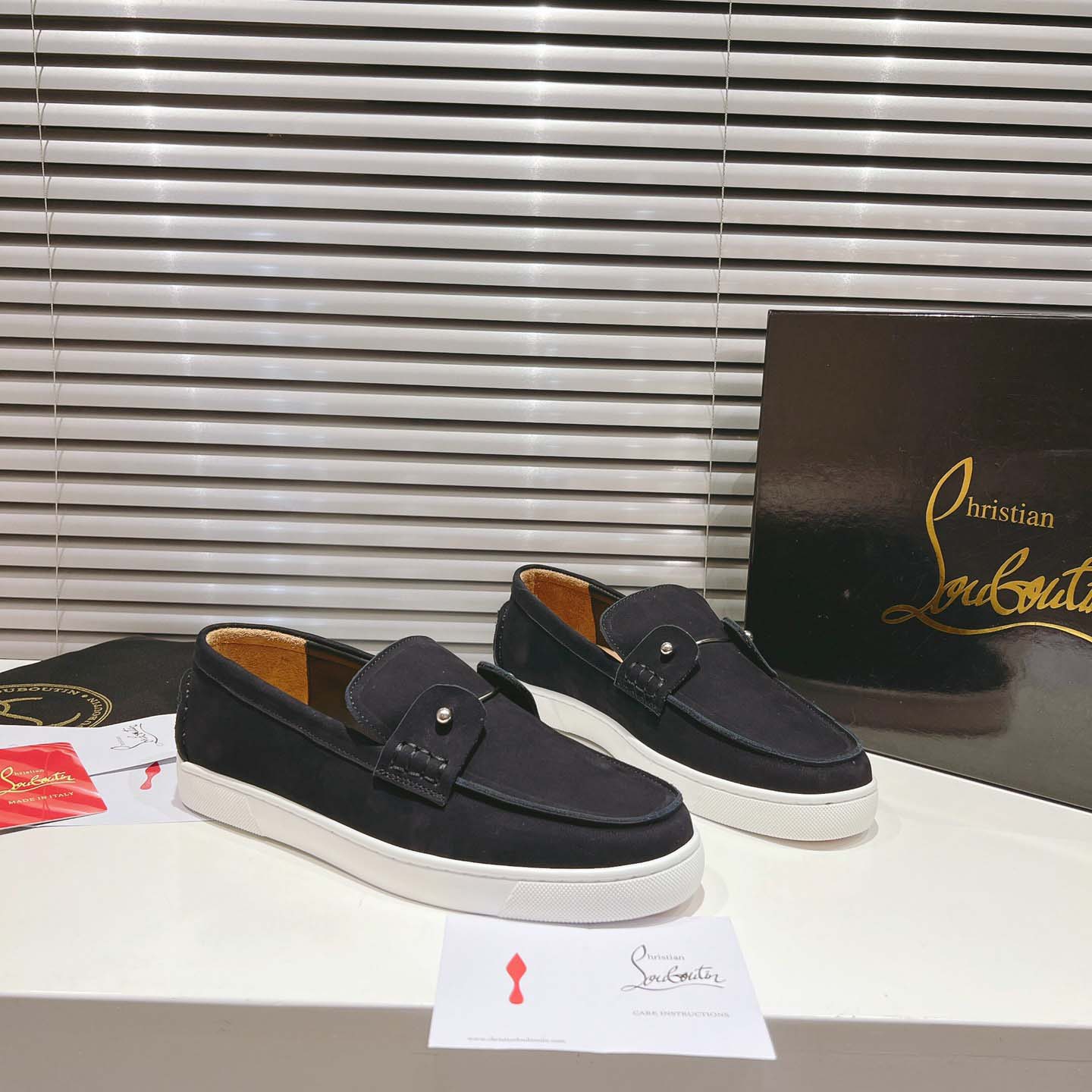 Christian Louboutin Boat Shoes - Reversed nubuck leather - FashionPlug