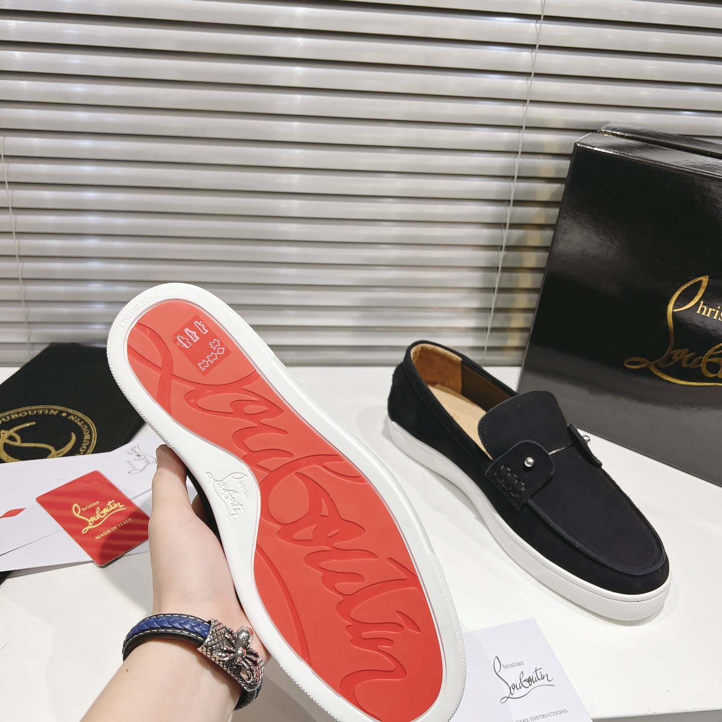 Christian Louboutin Boat Shoes - Reversed nubuck leather - FashionPlug