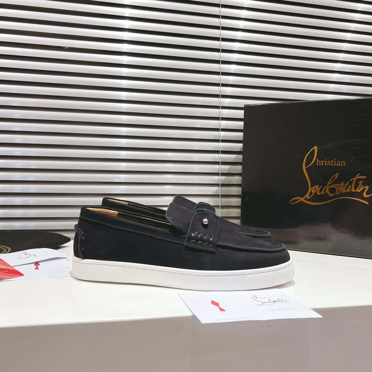 Christian Louboutin Boat Shoes - Reversed nubuck leather - FashionPlug