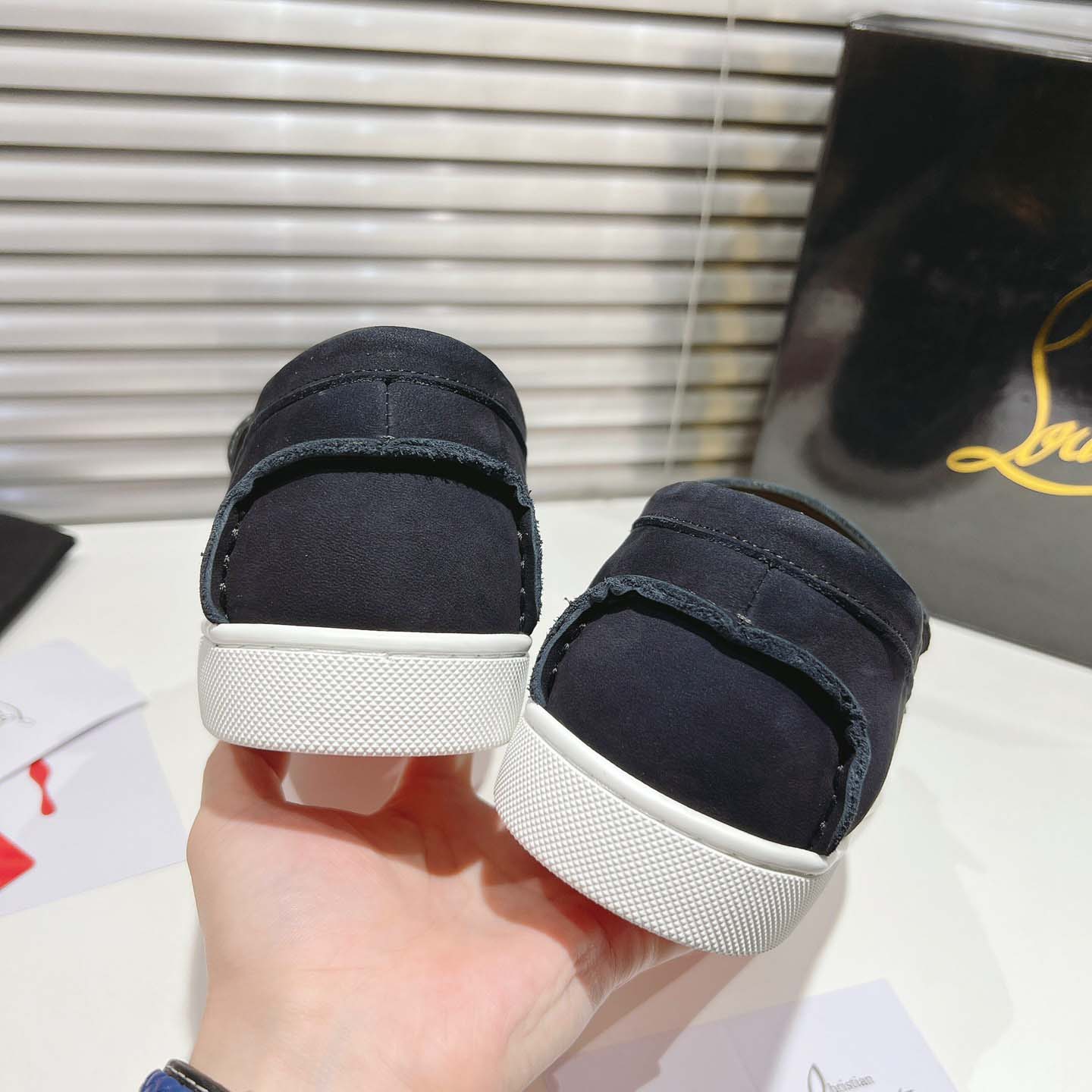 Christian Louboutin Boat Shoes - Reversed nubuck leather - FashionPlug