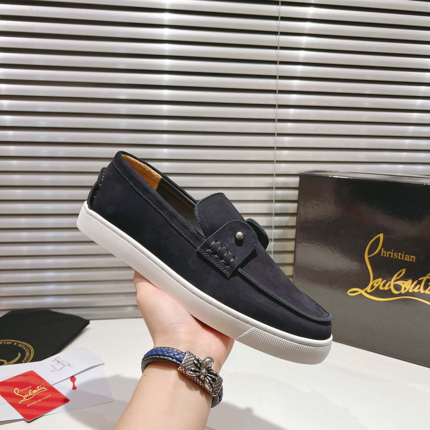 Christian Louboutin Boat Shoes - Reversed nubuck leather - FashionPlug