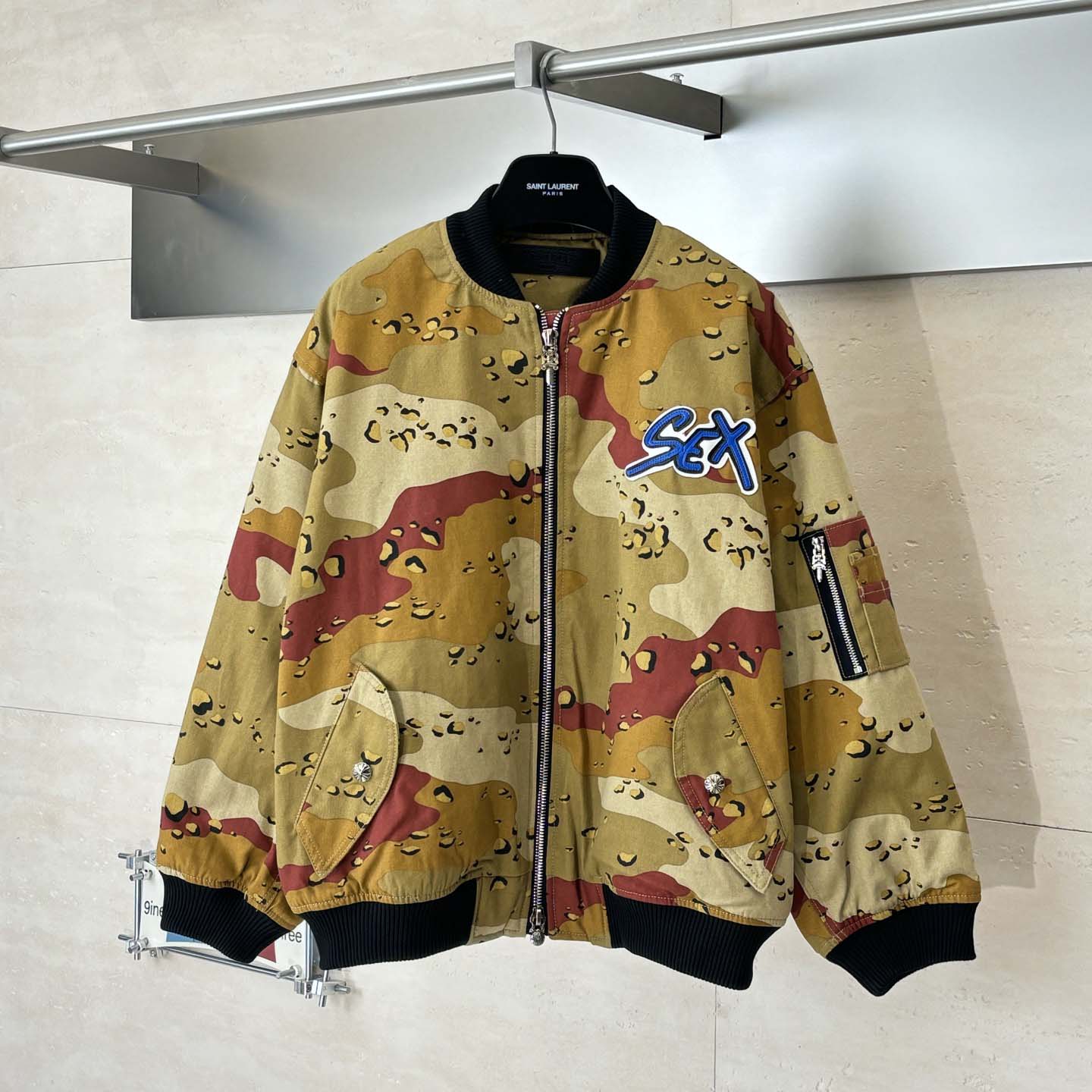 Chrome Hearts Matty Boy Desert Camouflage Sex Records Bomber Jacket - FashionPlug