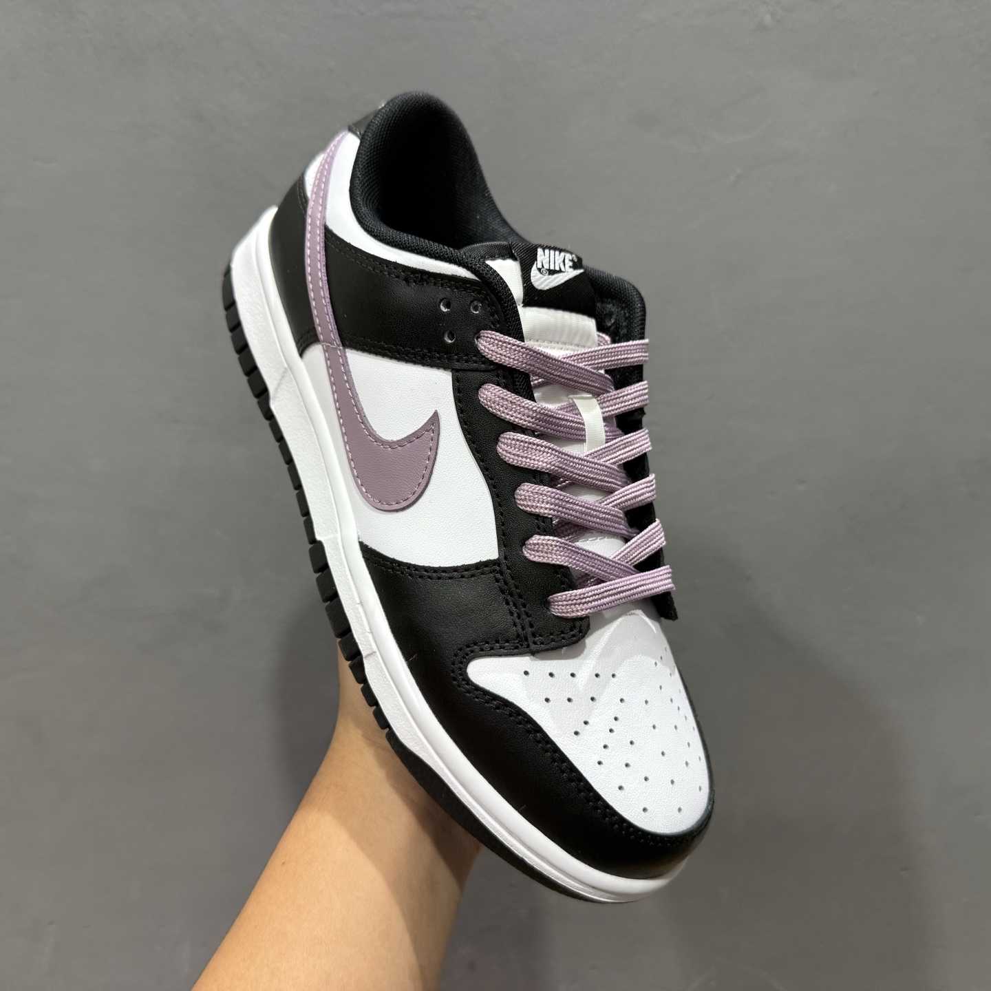 Nike SB Dunk Low Black/White with Purple Swoosh Casual Skate Shoes DD1391-100 - FashionPlug