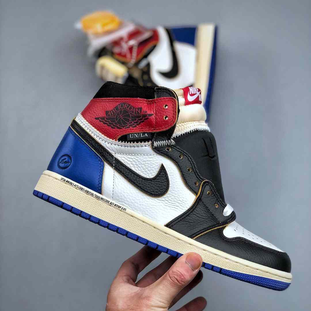 Union LA x Fragment Design x Air Jordan 1 High OG “Black White Blue” IO7847-002 - FashionPlug