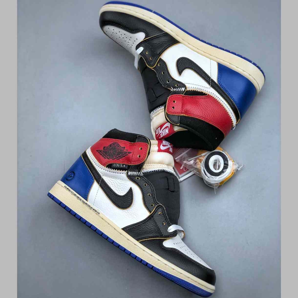 Union LA x Fragment Design x Air Jordan 1 High OG “Black White Blue” IO7847-002 - FashionPlug