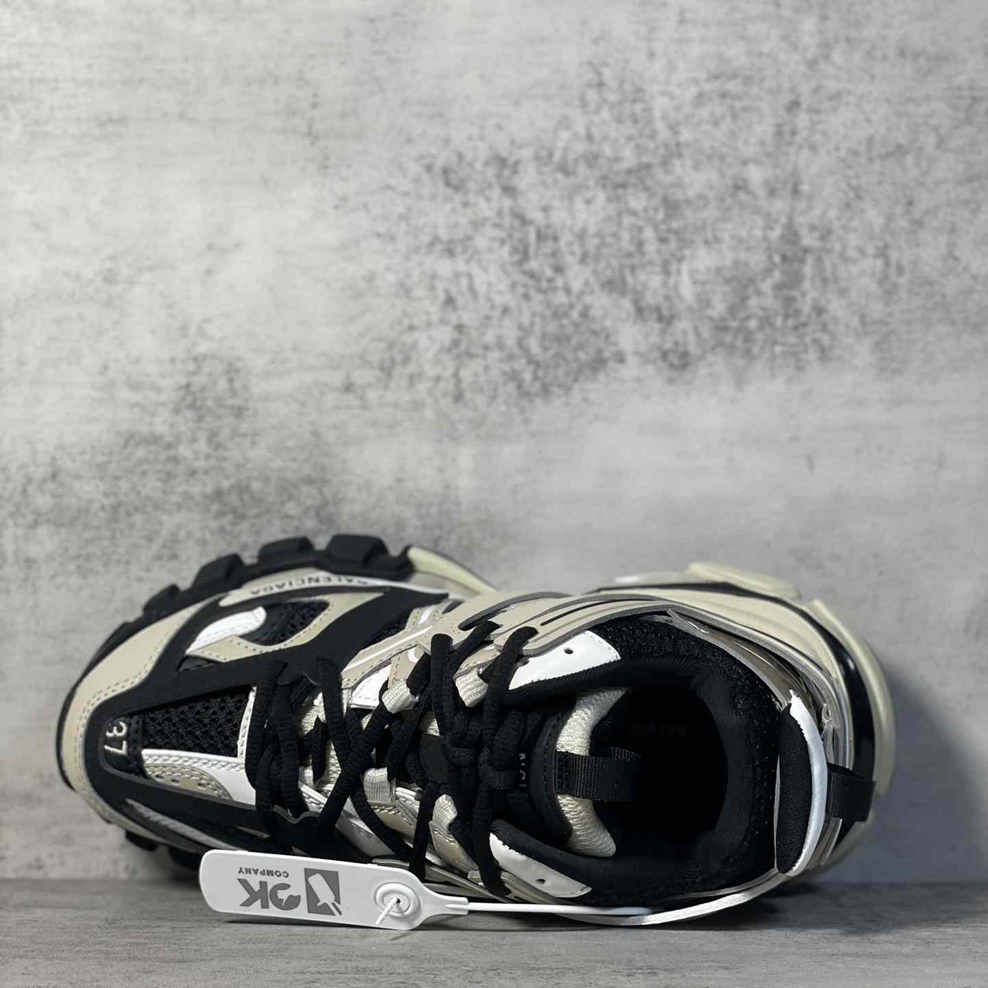 Balenciaga Track Sneaker In Beige And Black Mesh And Nylon - FashionPlug