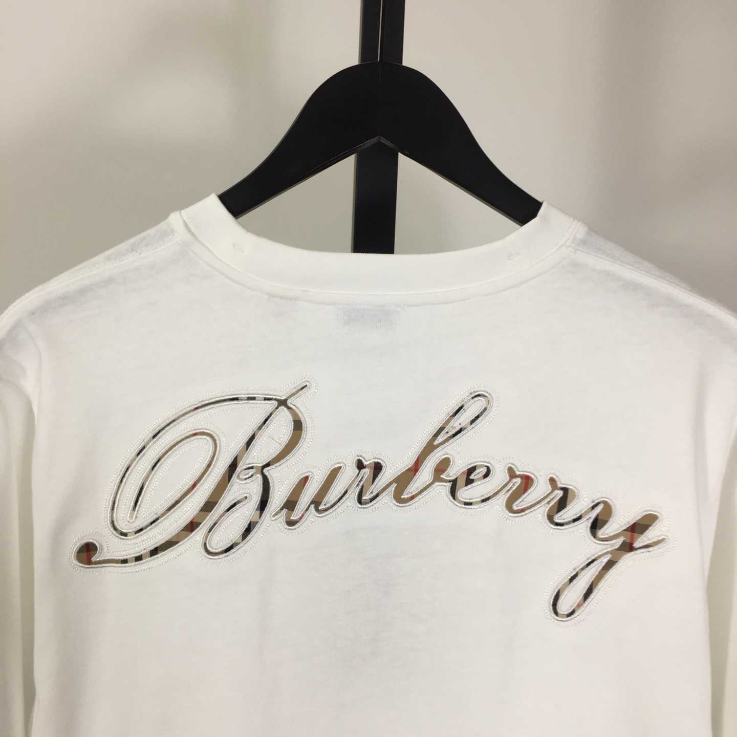 Burberry Check Cursive Logo Cotton T-shirt - FashionPlug