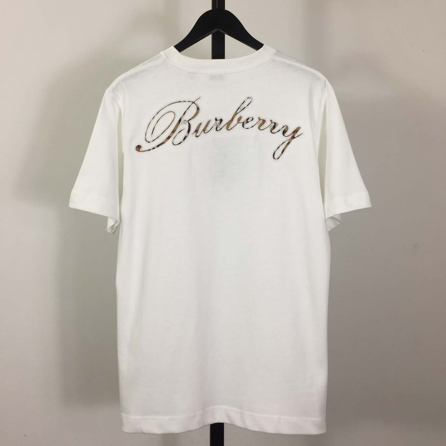 Burberry Check Cursive Logo Cotton T-shirt - FashionPlug