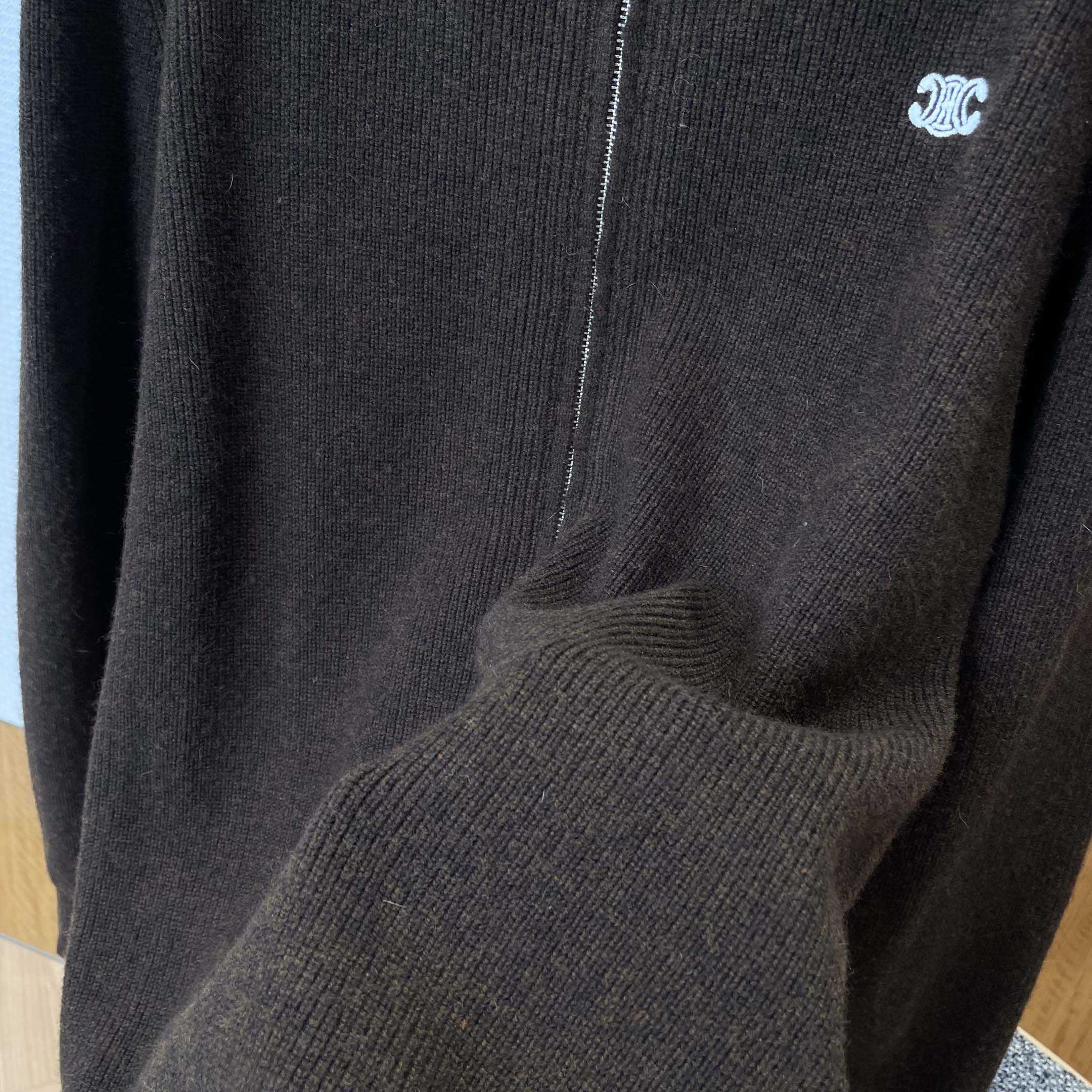 Celine Triomphe Trucker Sweater In Ribbed Wool - FashionPlug