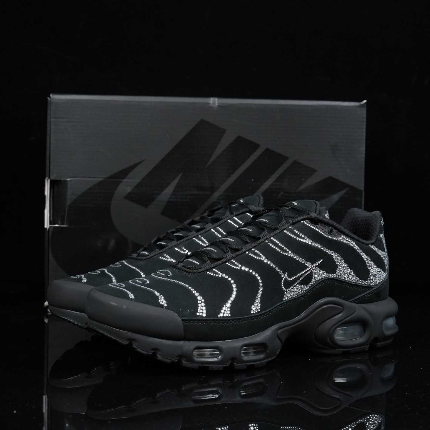 Nike Swarovski x WMNS Air Max Plus “Moonlight” Black/Silver Diamond Casual Running Shoes FZ4237-001 - FashionPlug