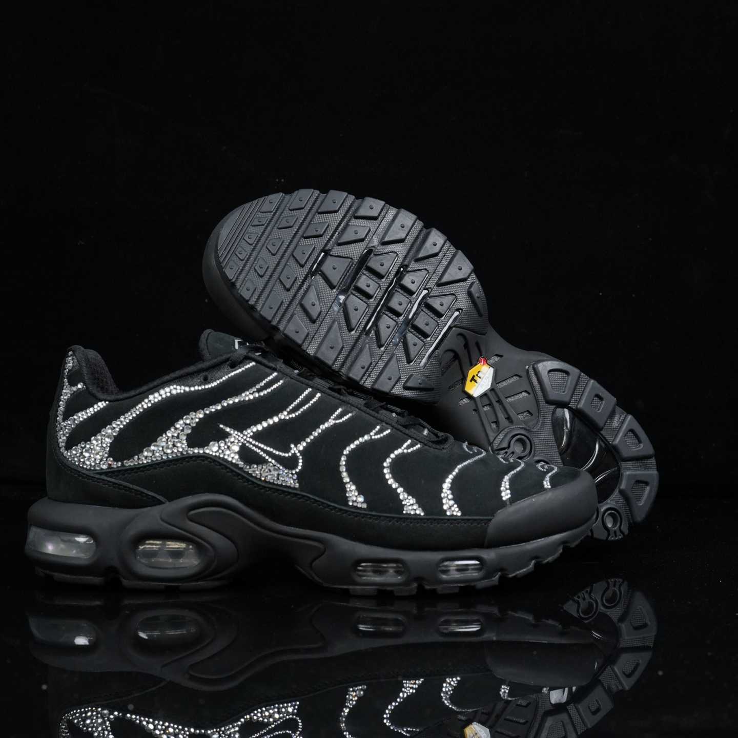 Nike Swarovski x WMNS Air Max Plus “Moonlight” Black/Silver Diamond Casual Running Shoes FZ4237-001 - FashionPlug