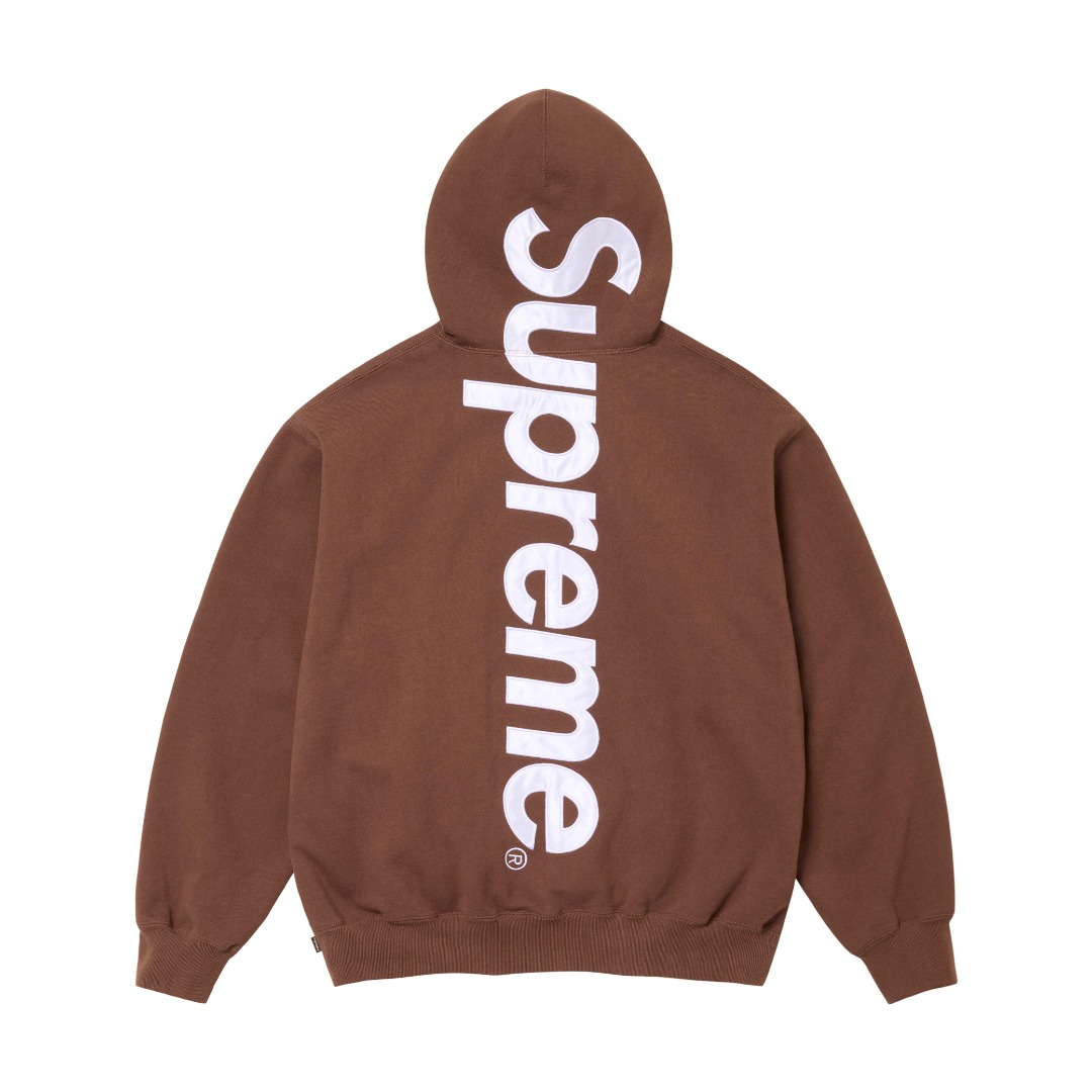 Supreme Satin Appliqué Hooded Sweatshirt - FashionPlug