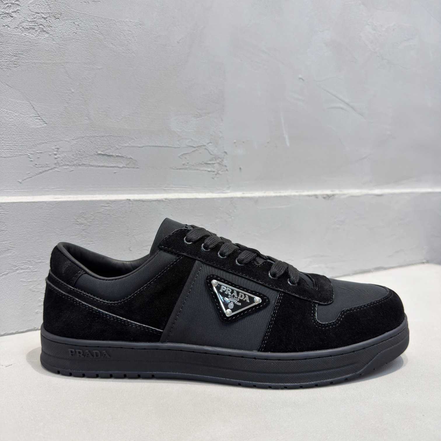 Prada Downtown Re-Nylon And Suede Sneakers - FashionPlug