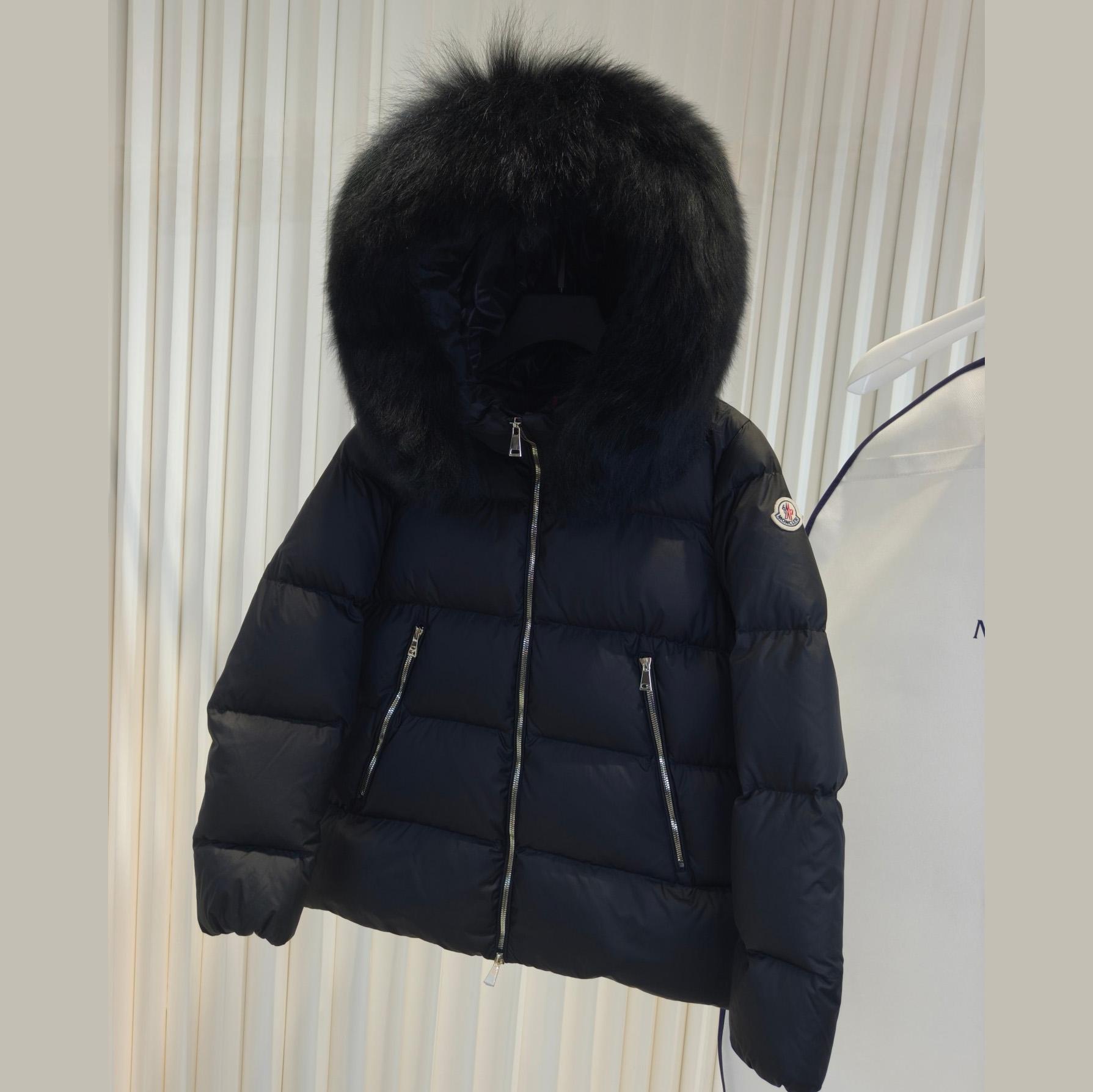 Moncler Laichefur Hooded Shearling-Trimmed Short Down Jacket - FashionPlug