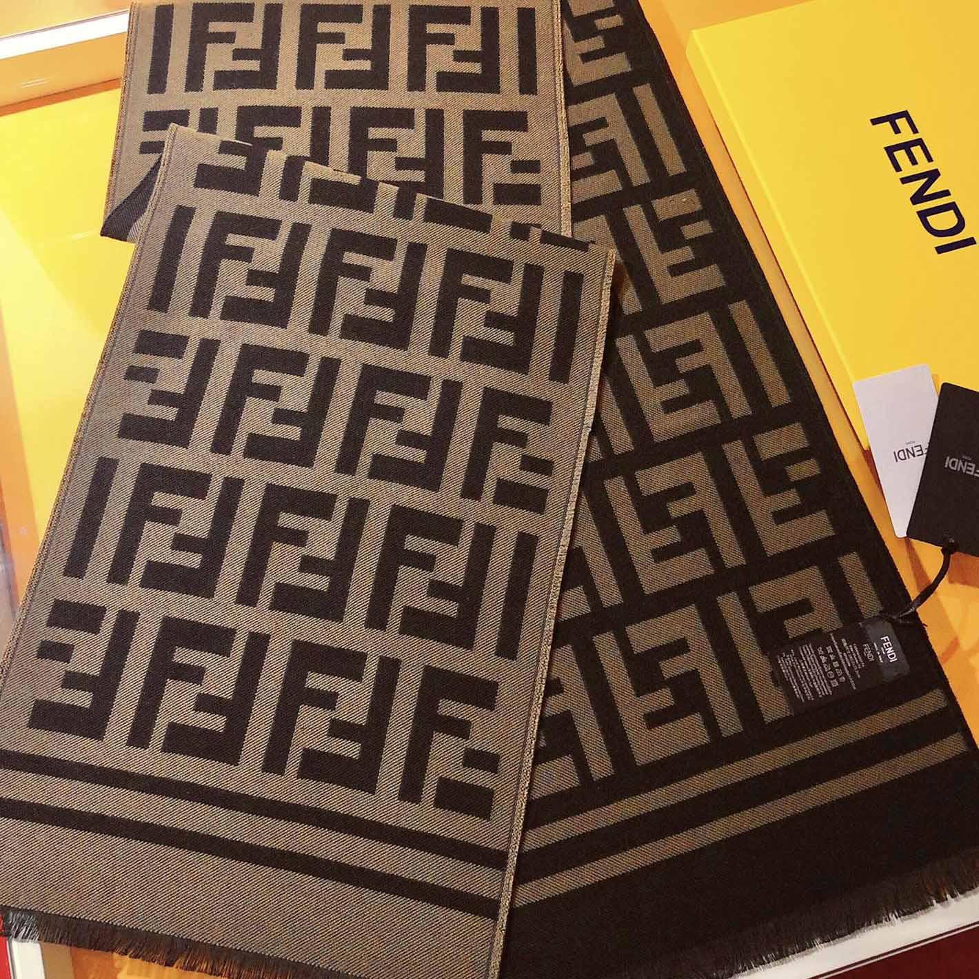 Fendi Scarf Wool Brown - FashionPlug