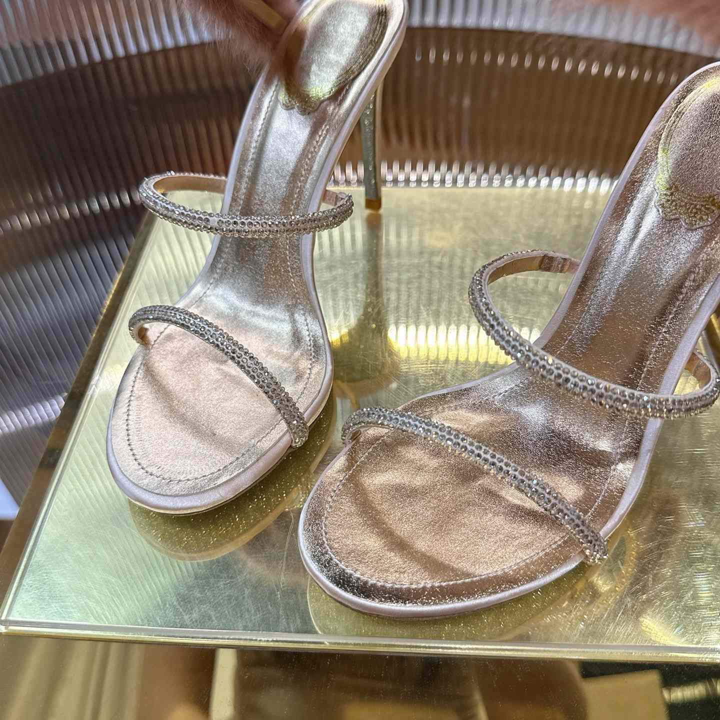 Rene Caovilla Lapin Fur-embellished 95mm Sandal   - FashionPlug