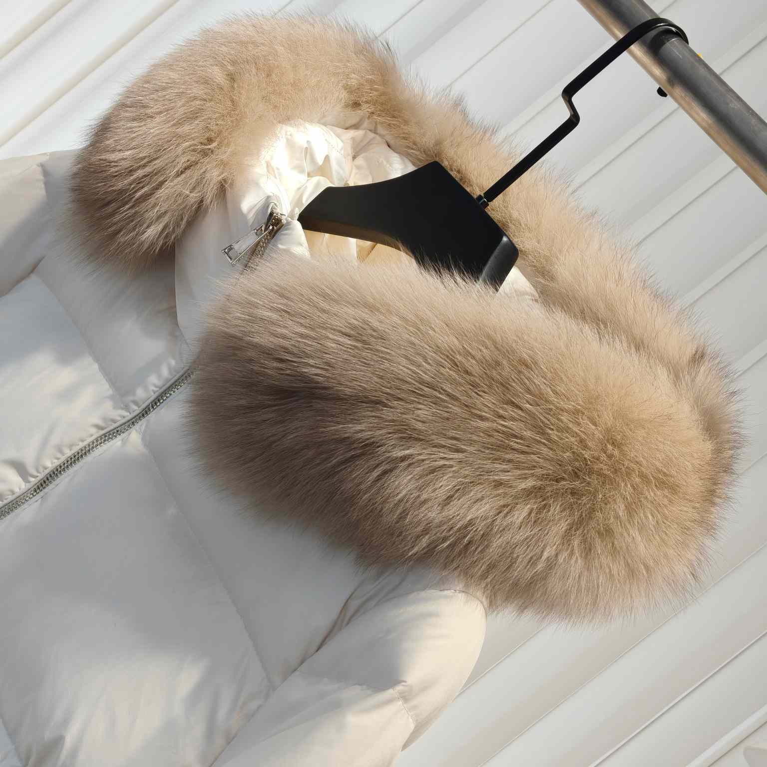 Moncler Laichefur Hooded Shearling-Trimmed Short Down Jacket - FashionPlug