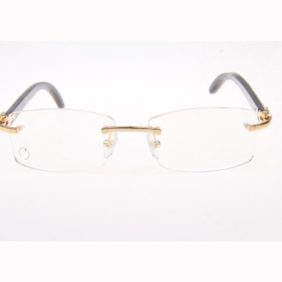 Cartier CT_3524012 White Mix Black Buffalo Eyeglasses In Gold - FashionPlug