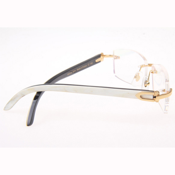 Cartier CT_3524012 White Mix Black Buffalo Eyeglasses In Gold - FashionPlug