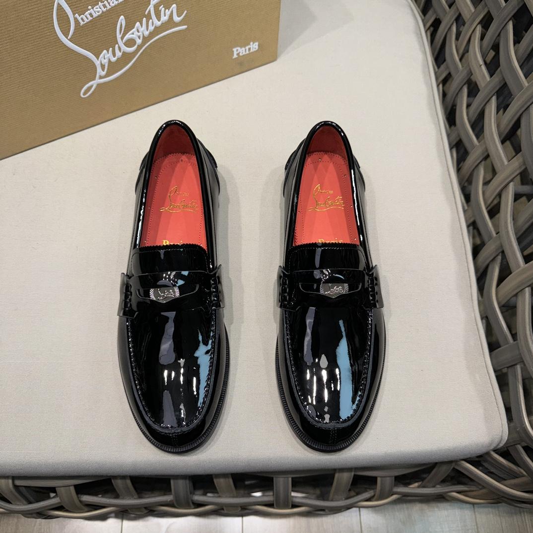 Christian Louboutin Penny Loafers - Patent calf leather - Black - FashionPlug
