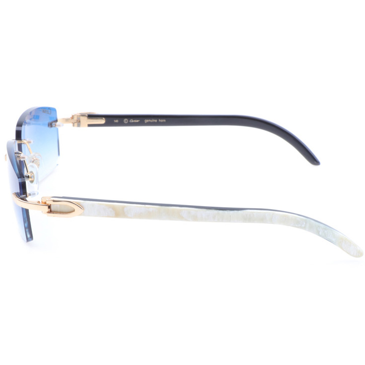 Cartier CT_3524012 White Mix Black Buffalo Sunglasses In Gradient Blue - FashionPlug