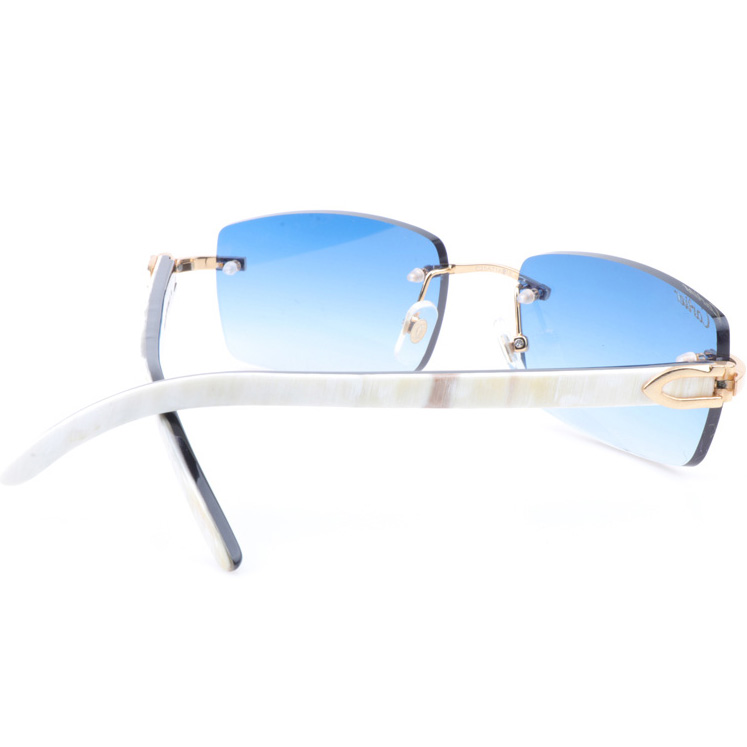 Cartier CT_3524012 White Mix Black Buffalo Sunglasses In Gradient Blue - FashionPlug