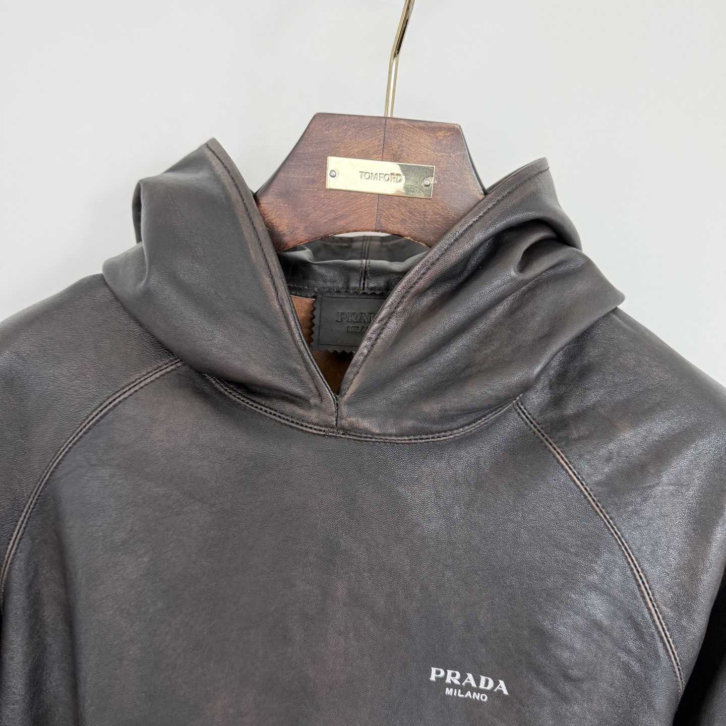 Prada Leather Hoodie - FashionPlug