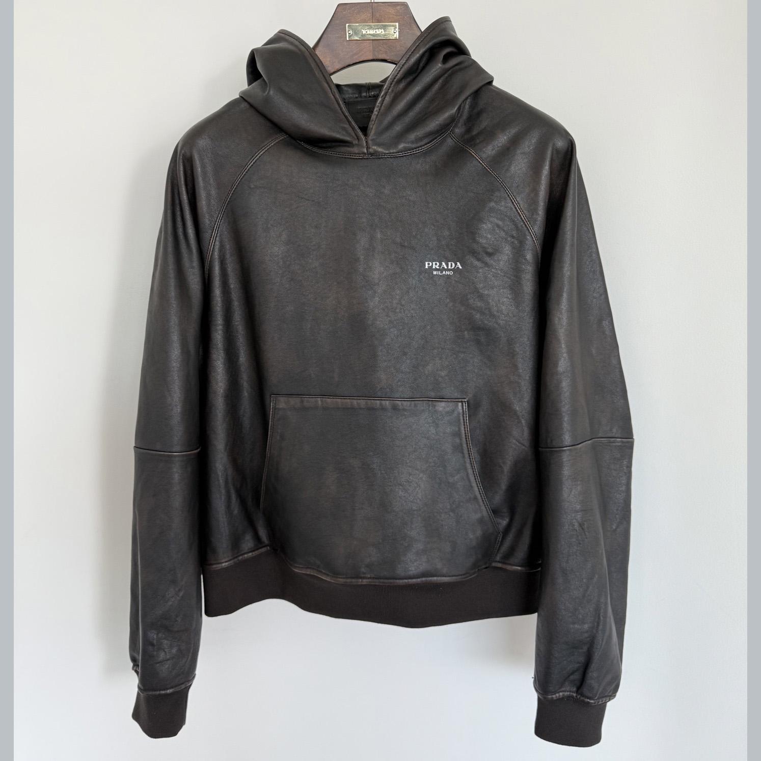 Prada Leather Hoodie - FashionPlug