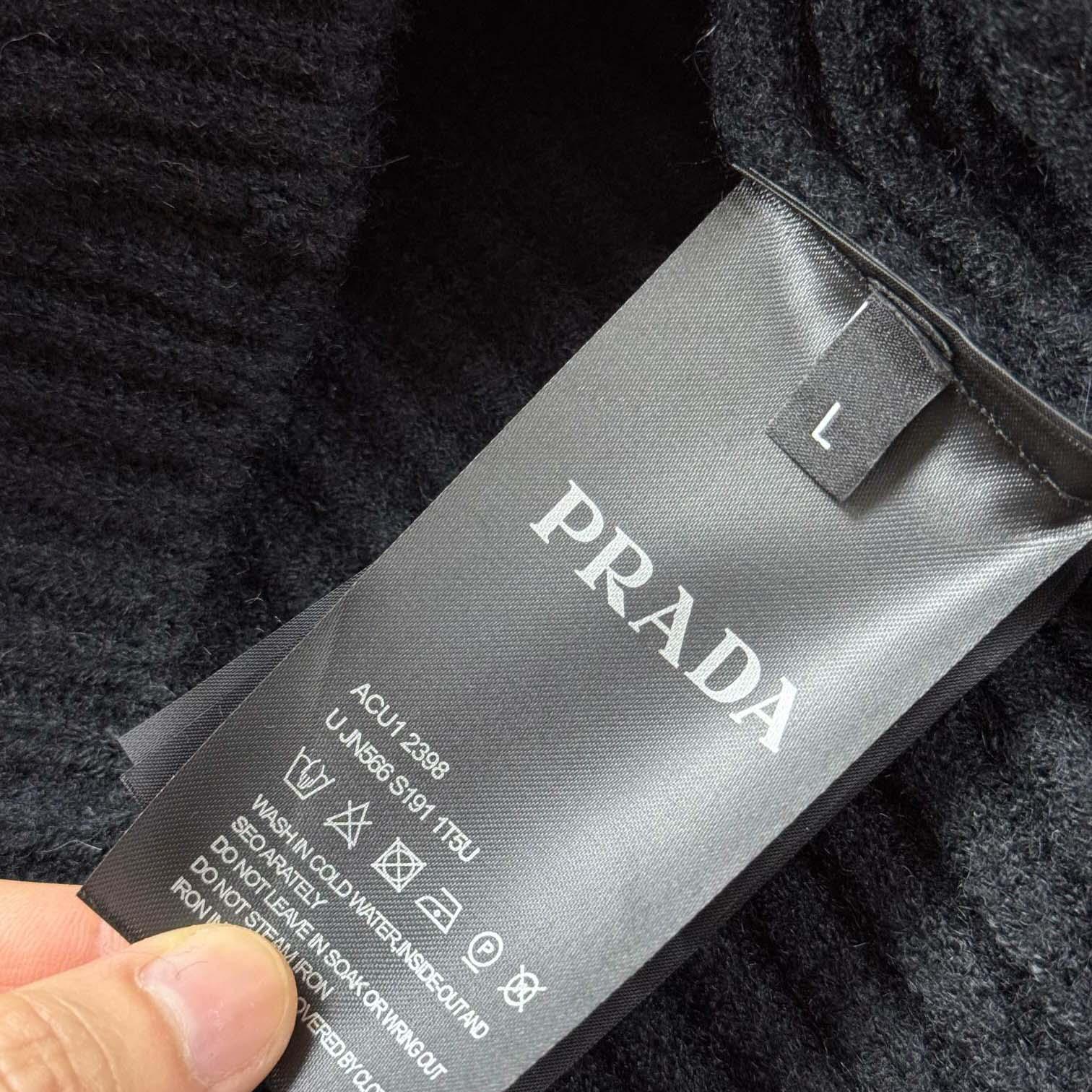 Prada Cashgora Ribbed-Knit Cardigan - FashionPlug