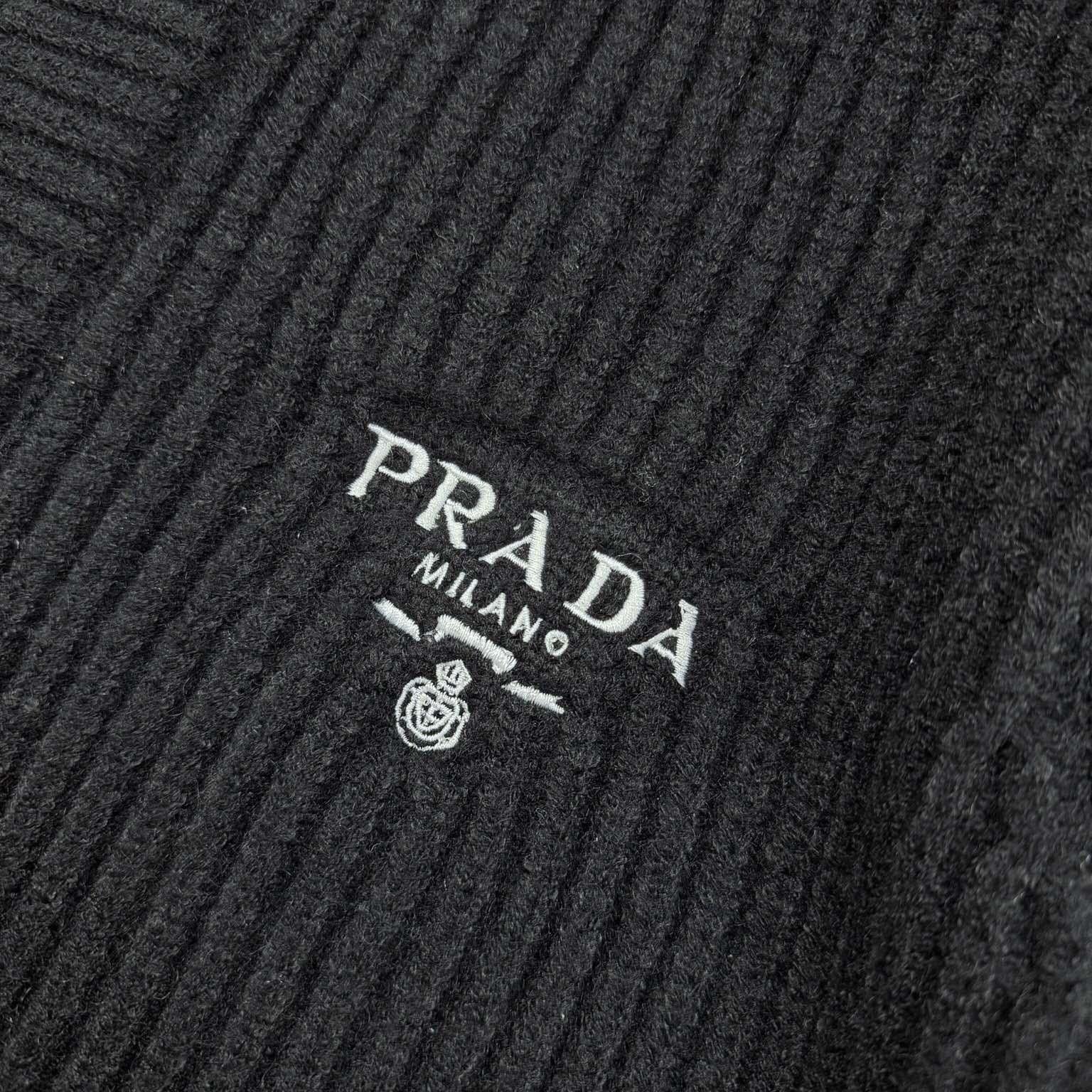 Prada Cashgora Ribbed-Knit Cardigan - FashionPlug