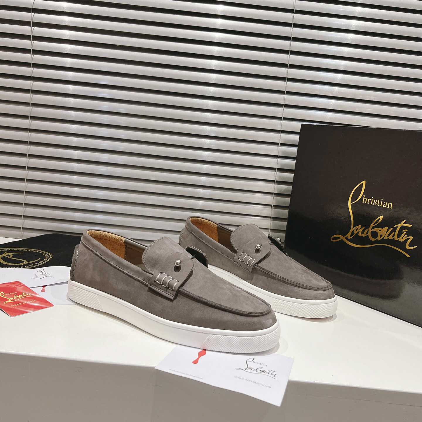 Christian Louboutin Boat Shoes - Reversed nubuck leather - FashionPlug