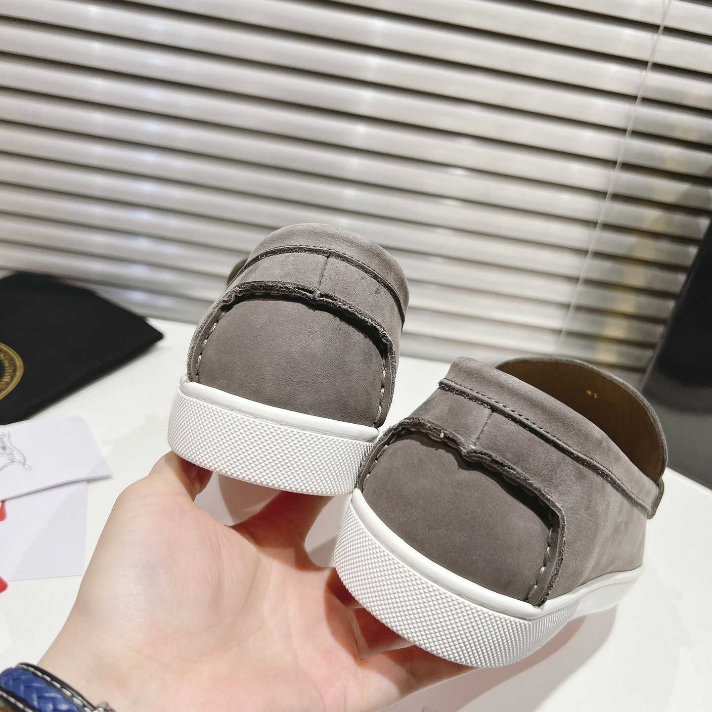 Christian Louboutin Boat Shoes - Reversed nubuck leather - FashionPlug