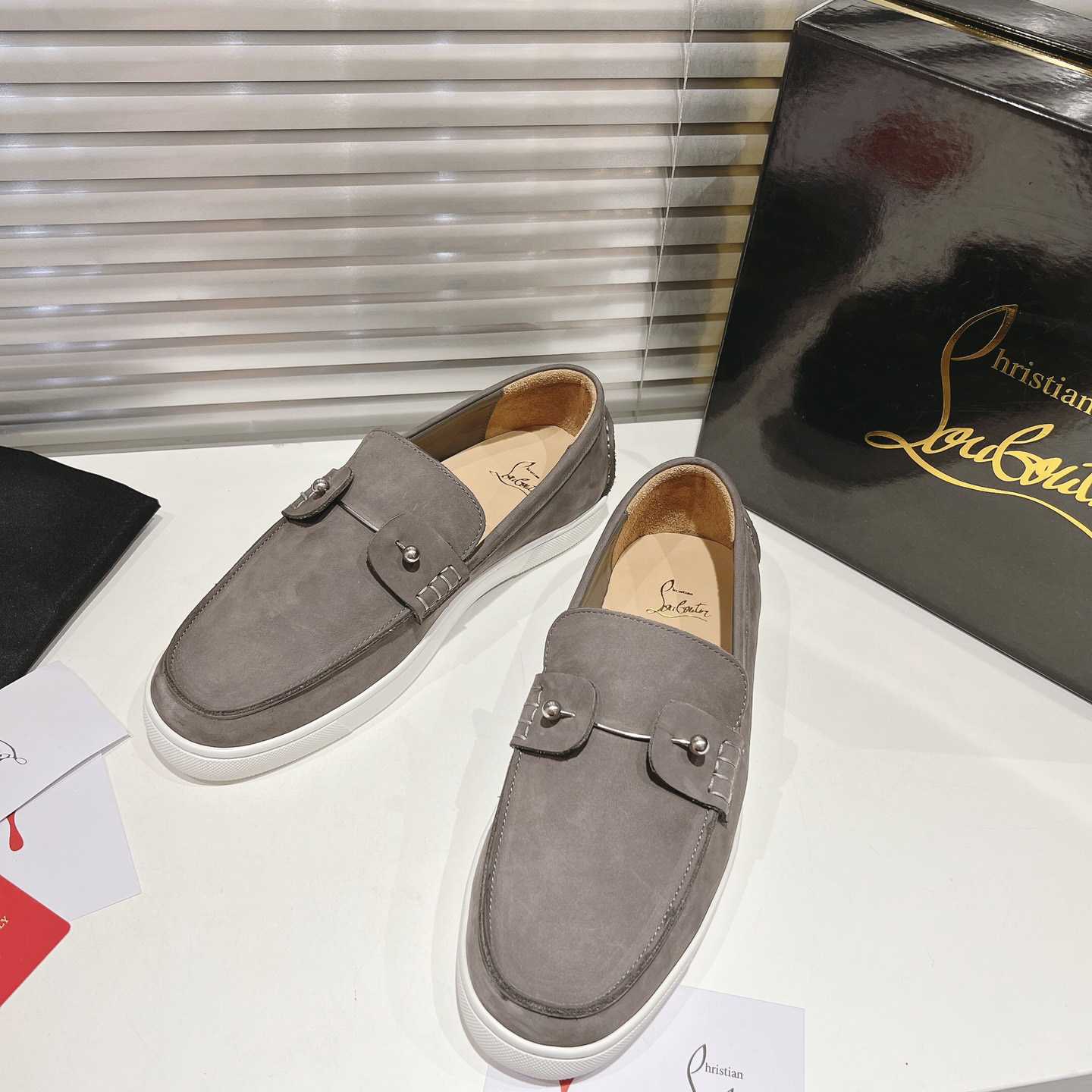 Christian Louboutin Boat Shoes - Reversed nubuck leather - FashionPlug