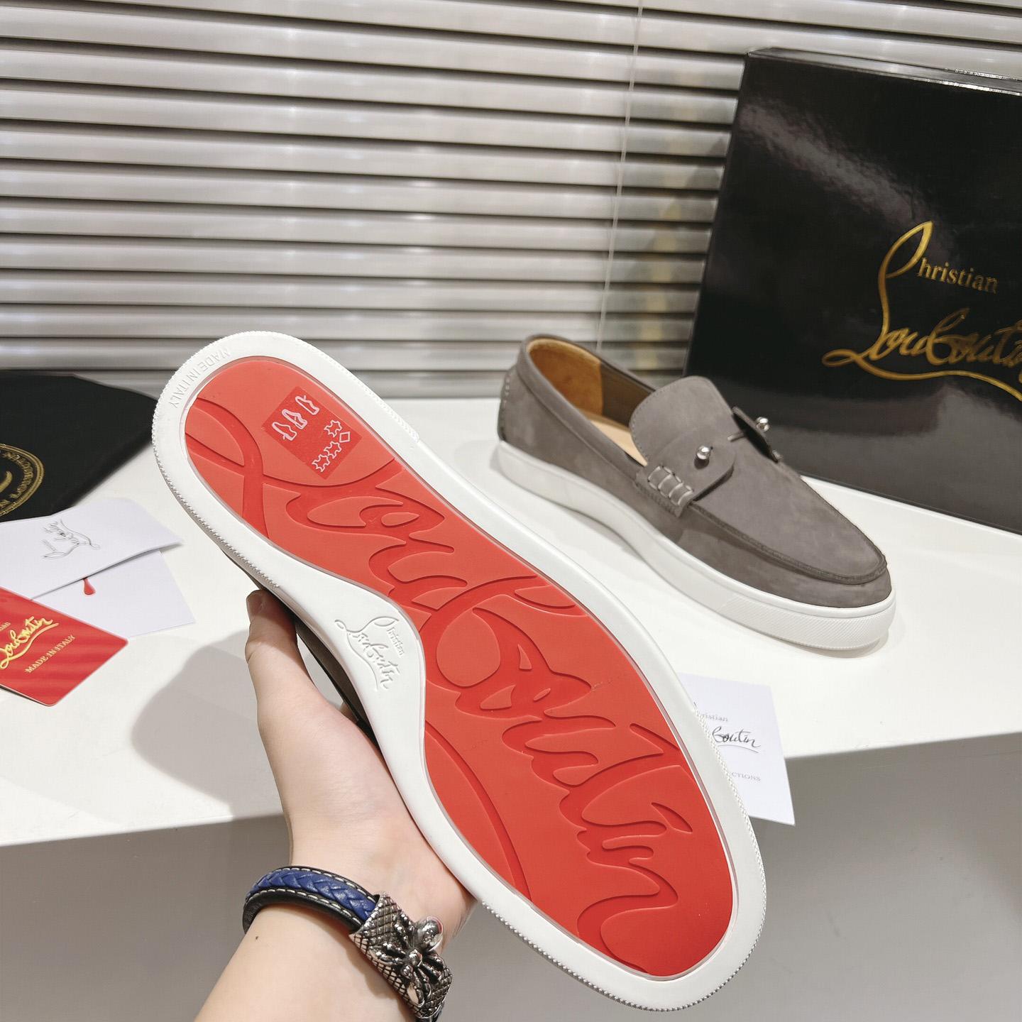 Christian Louboutin Boat Shoes - Reversed nubuck leather - FashionPlug