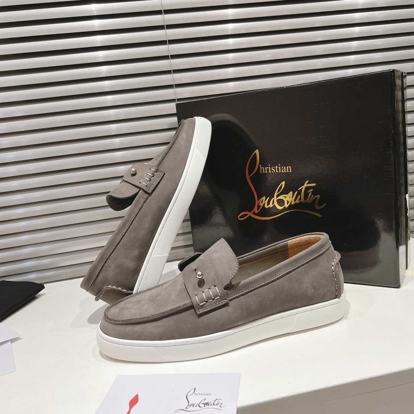 Christian Louboutin Boat Shoes - Reversed nubuck leather - FashionPlug