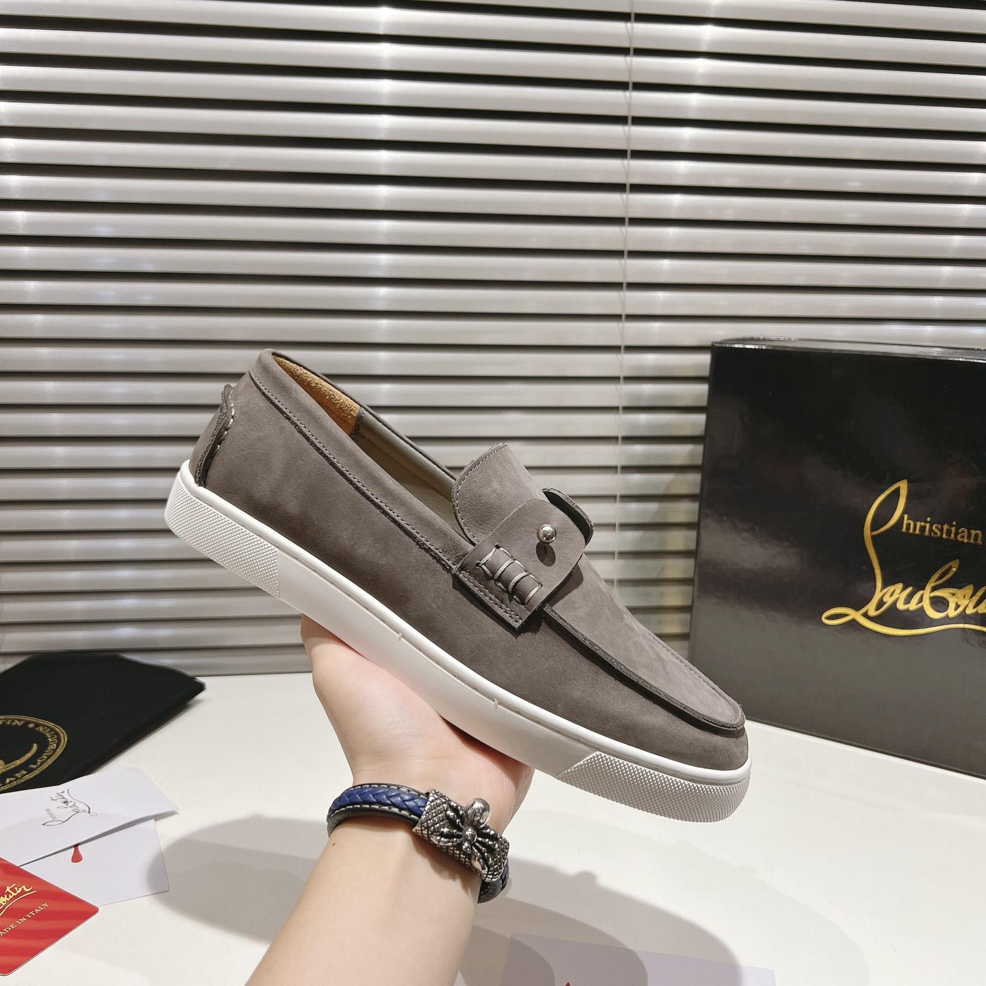 Christian Louboutin Boat Shoes - Reversed nubuck leather - FashionPlug