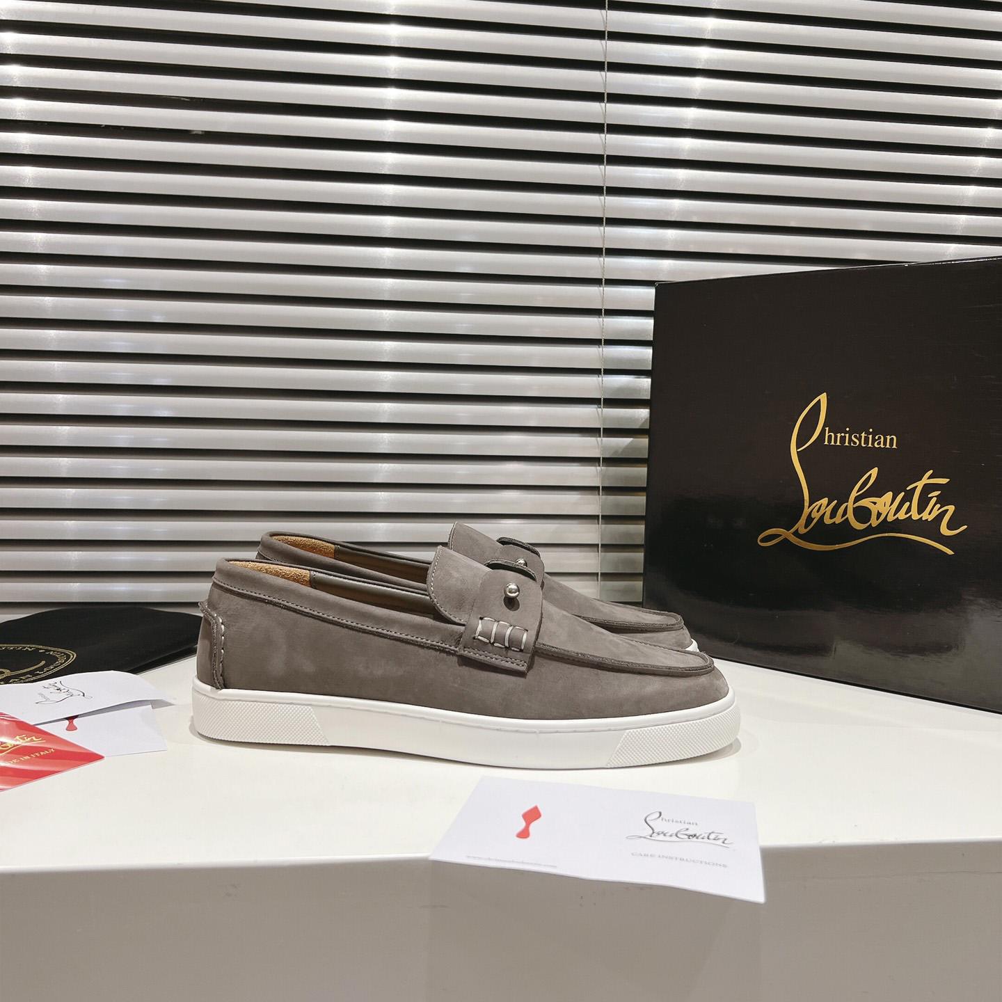 Christian Louboutin Boat Shoes - Reversed nubuck leather - FashionPlug