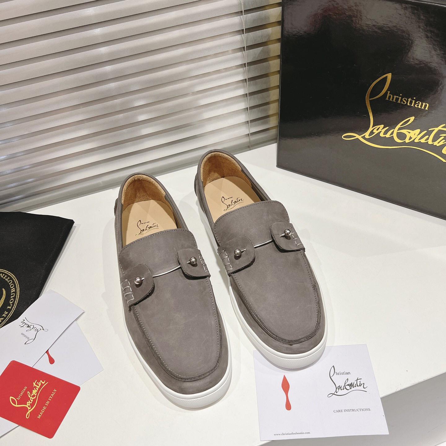 Christian Louboutin Boat Shoes - Reversed nubuck leather - FashionPlug