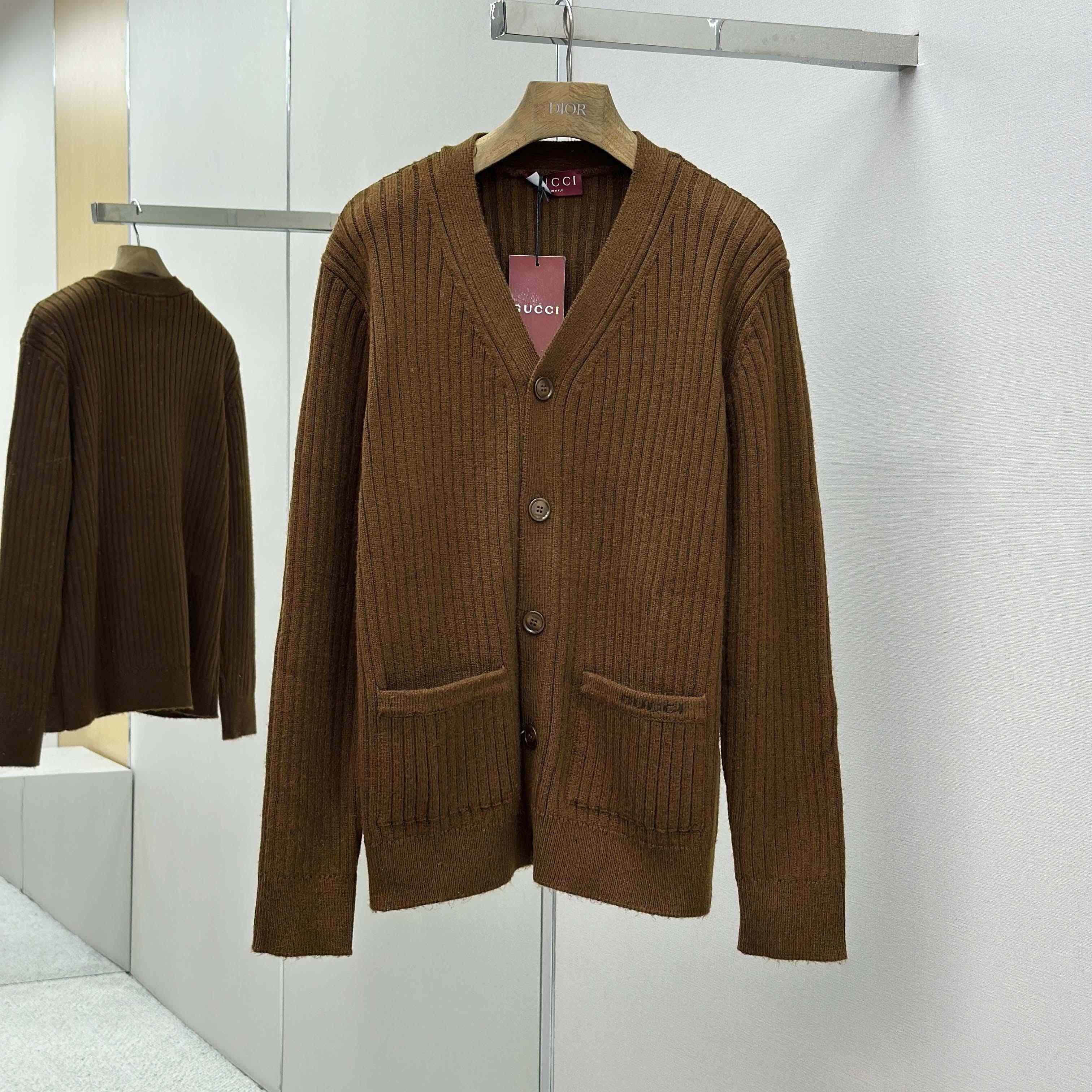 Gucci Rib Wool Cashmere Knit Cardigan - FashionPlug