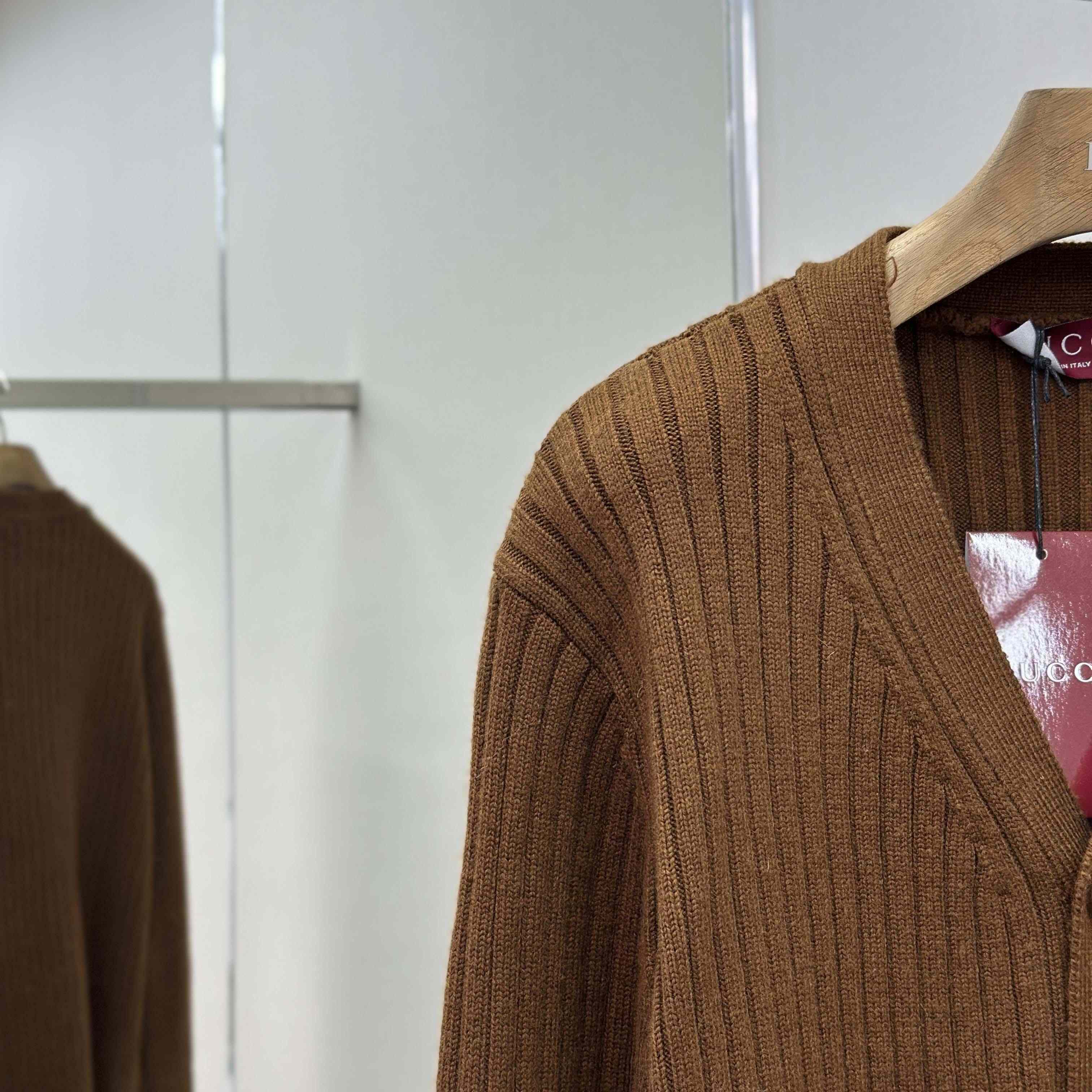 Gucci Rib Wool Cashmere Knit Cardigan - FashionPlug