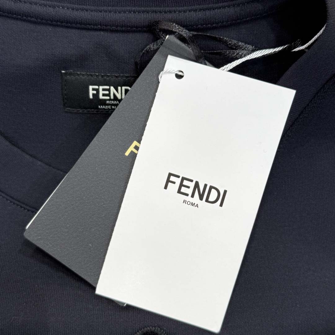 Fendi Dark Blue Cotton T-shirt - FashionPlug