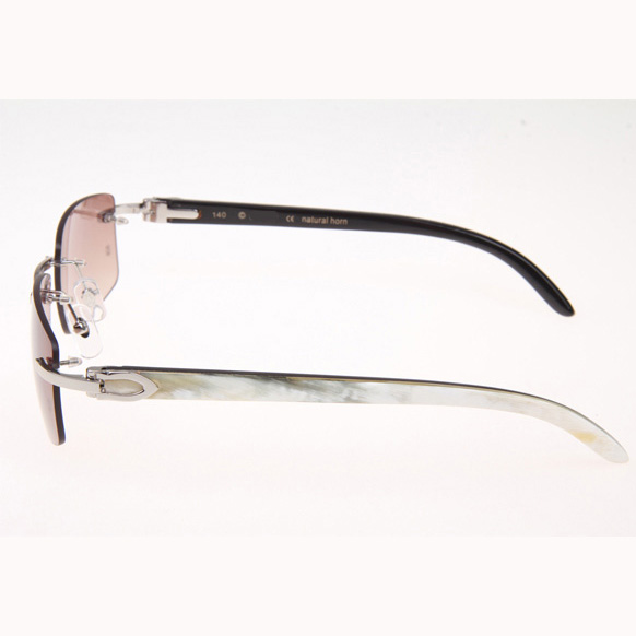 Cartier CT_3524012 White Mix Black Buffalo Sunglasses In Silver Brown - FashionPlug