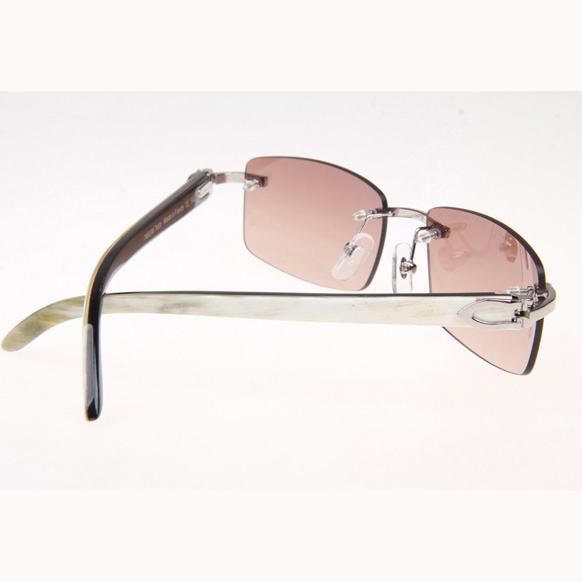 Cartier CT_3524012 White Mix Black Buffalo Sunglasses In Silver Brown - FashionPlug