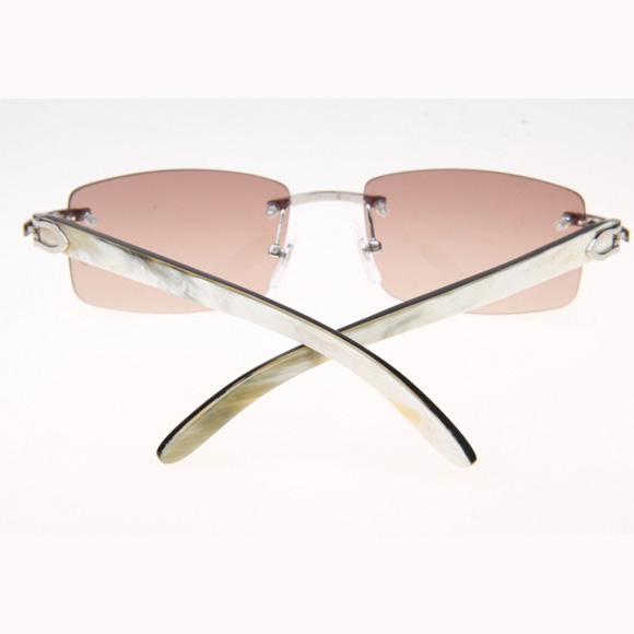 Cartier CT_3524012 White Mix Black Buffalo Sunglasses In Silver Brown - FashionPlug