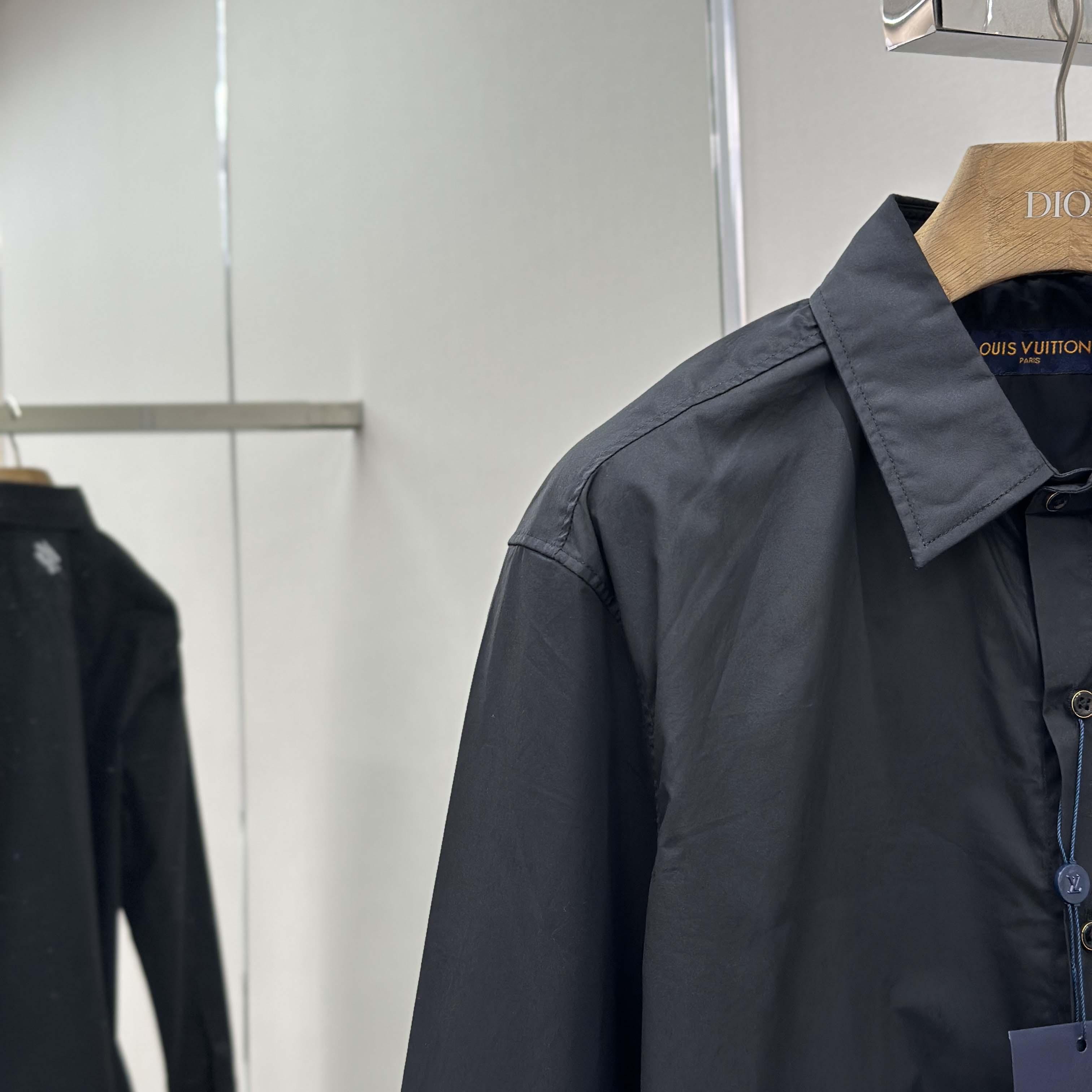 Louis Vuitton Embossed Signature Long-Sleeved Cotton Shirt    - FashionPlug